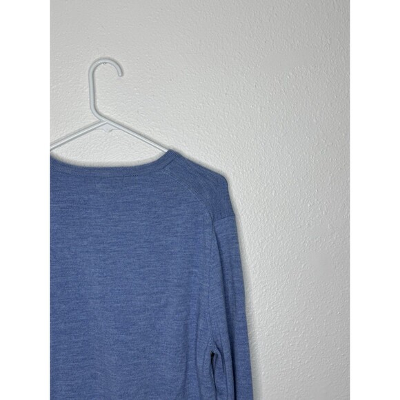 346 Brooks Brothers Stretch Sweater Mens Merino Wool V-Neck Blue Long Sleeve M - Picture 11 of 16